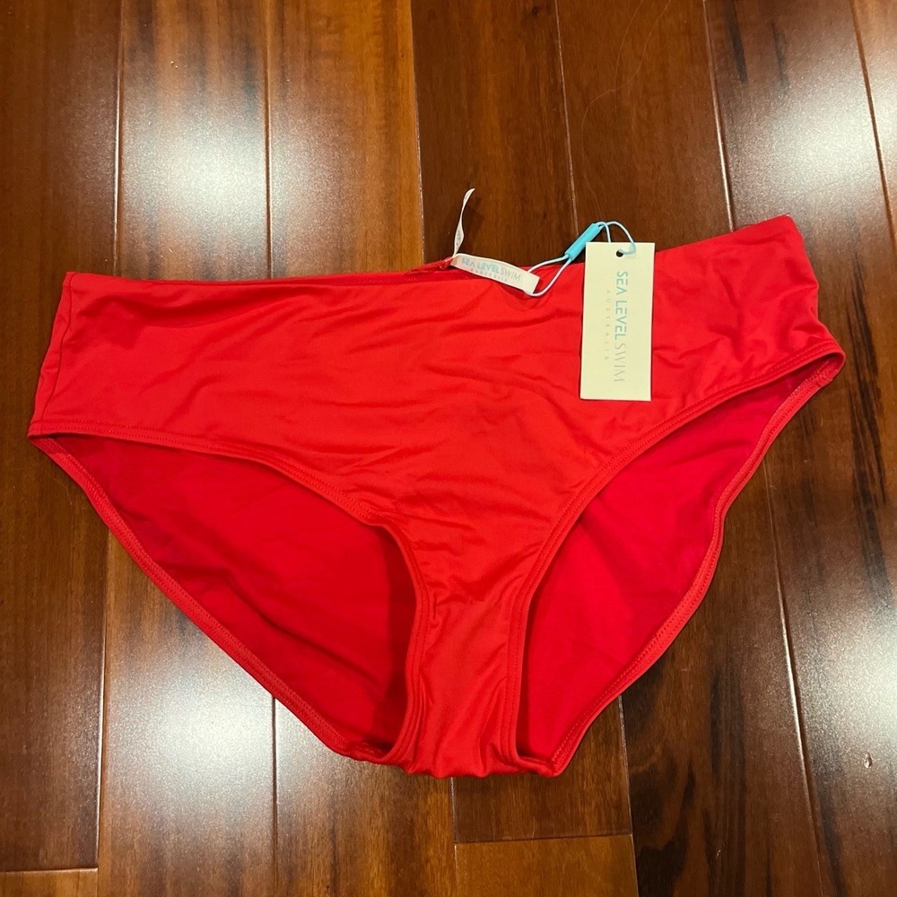 Sea Level Red Bikini Swim Bottom Essentials Mid Bikini Pant Solid New Size US 12